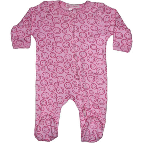 Baby Two-Way Zipper Footie - Chalk Smile on Pink