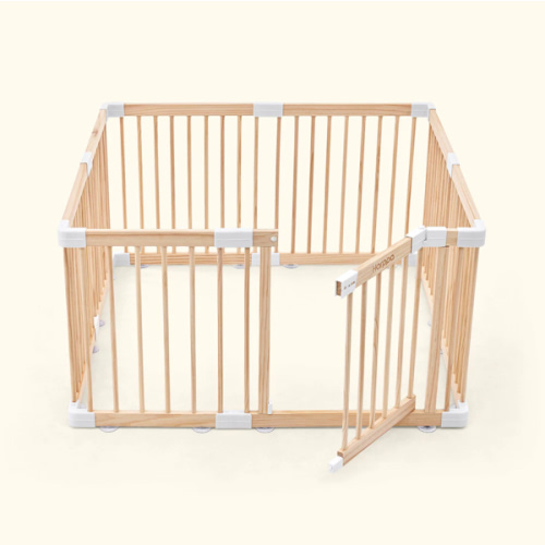 HARPPA Wooden Baby Gate Playpen | Non-Toxic Foldable DIY Adjustable Play Yard for Infants & Toddlers – Natural Finish Baby Fence for Small & Large Spaces