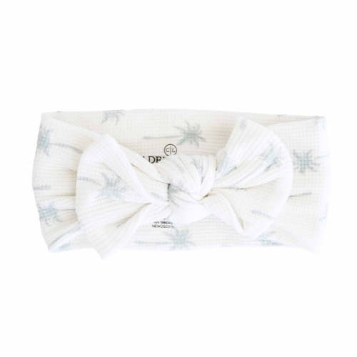Preppy Palms Waffle Bamboo Knit Large Bow Headwrap