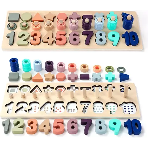 Toddler Montessori Toys Teaches Number, Counting, Math, Stacking Fun Preschool Learning Activates for Boy and Girl | 1 Year Old Boy Gifts and Beyond! (Macaron)