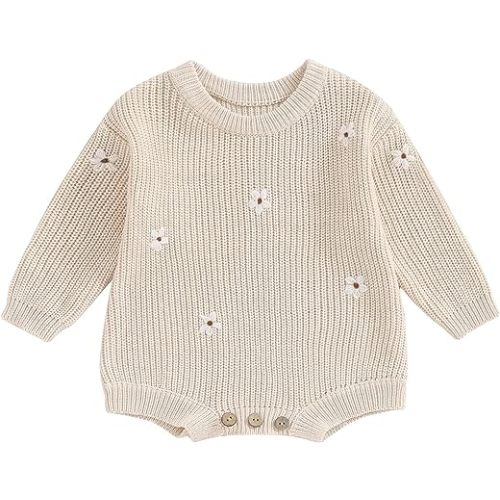 FYBITBO Baby Girl Boy Sweater Knit Oversized Pullover Sweatshirt Romper Onesie Warm Fall Winter Clothes Outfit Newborn
