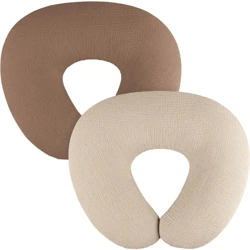 2-Pack Muslin Nursing Pillow Covers, Breathable 100% Cotton Breastfeeding Pillow Slipcovers for Standard Nursing Pillows, Soft Covers for Baby Girls and Boys with Zipper