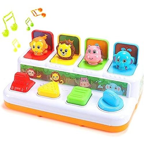 Animal Park Interactive Pop Up Music Toy,Up- Early Education Activity Center Toy, Ages 7 8 9 10 11 12 Months and up Infant Toddlers Toys.