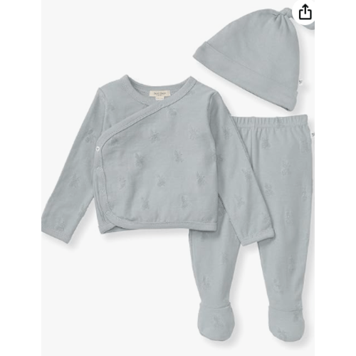 Burt's Bees Baby baby-girls Unisex Baby Take Me Home Set, 3-piece Top, Pant, and Hat Bundle