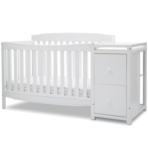 Delta Children Mason 6-in-1 Convertible Crib and Changer, Greenguard Gold Certified, Bianca White