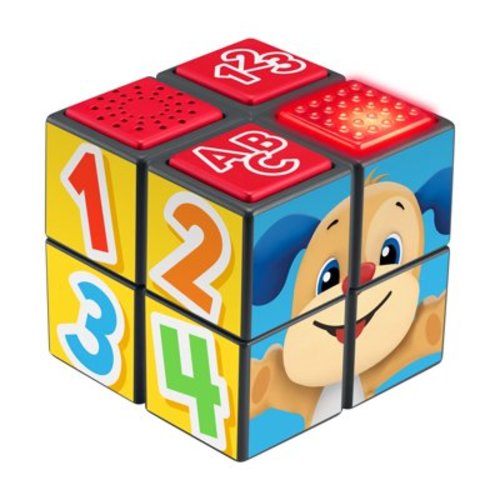 Fisher-Price Interactive Laugh & Learn Puppy's Activity Cube with Touch, Twist & Light Features for Baby & Toddler