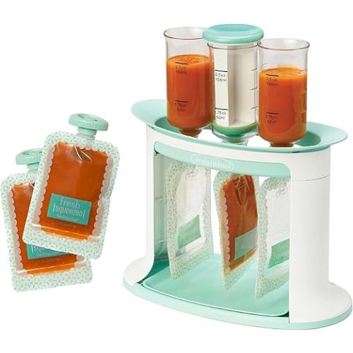 Infantino Squeeze Station for Homemade Baby Food, Pouch Filling Station for Puree Food for Babies and Toddlers, Dishwasher Safe and BPA-Free