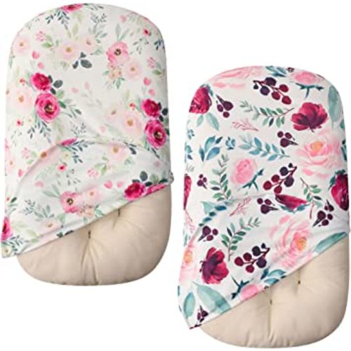 Little Jump 2 Pack Baby Lounger Cover Soft Cotton Slipcover Fits Newborn Lounger for Baby Boys and Girlsbaby Lounger Cover (2 Pack Floral)