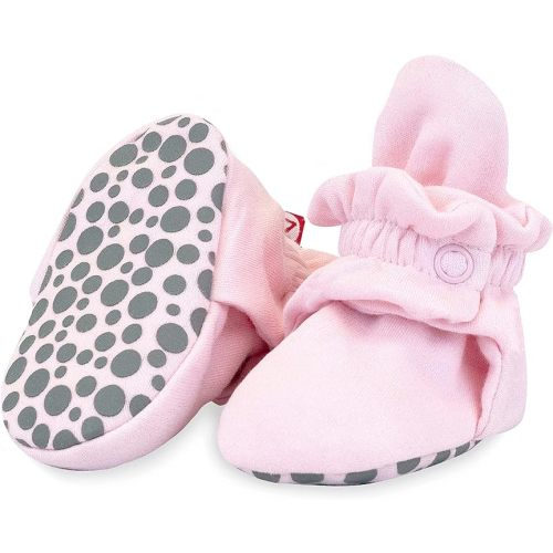 Zutano Unisex Organic Cotton Baby Booties With Gripper Soles - 3 Months Infant - Baby Pink Solid