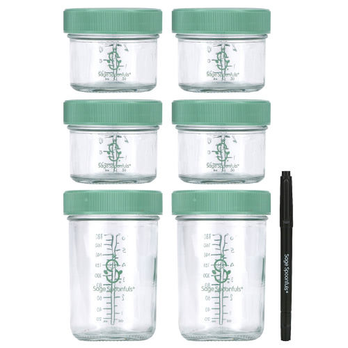 Sage Spoonfuls, Glass Baby Food Storage Jars, 6 Pack (1 Pack)