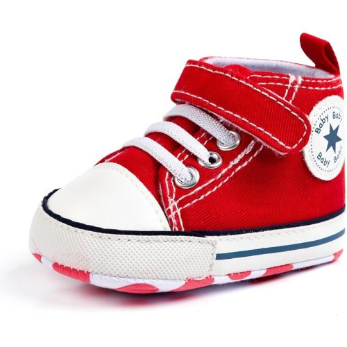 Unisex Baby Girls Boys Canvas High-top Shoes, Newborn Infant Anti-Slip Soft Sole Frist Walking Breathable Sneakers