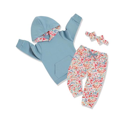 oklady Baby Girl Clothes,Hoodie Tops Floral Pant with Cute Headband Baby Girl Fall Outfits