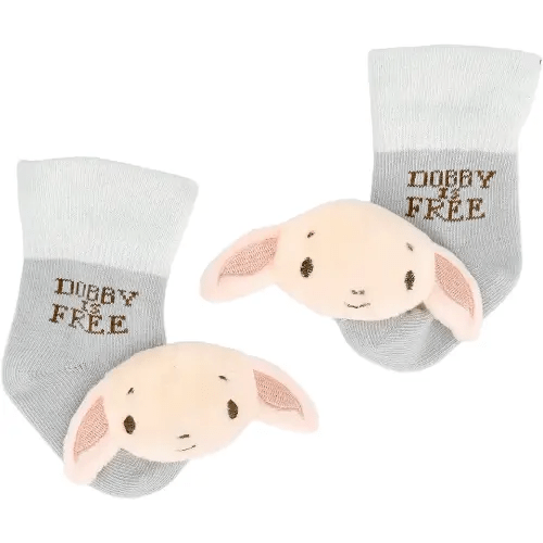 Kids Preferred Harry Potter Dobby Baby Infant Rattle Socks with Dobby Plush Rattle and Dobby Is Free - Soft Baby Sock Feet Rattles Encourage Leaning Development Newborn to 9 Months