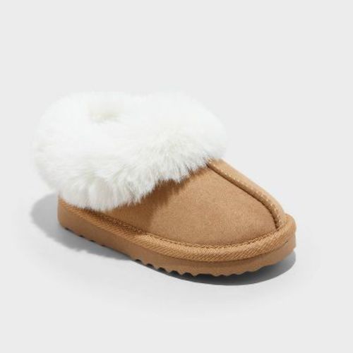Toddler Piper Faux Fur Cuff Clog Slippers - Cat & Jack™ Brown 7
