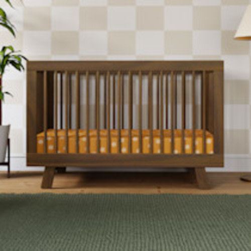 babyletto Hudson 3-in-1 Convertible Crib with Toddler Bed Conversion Kit - Natural Walnut