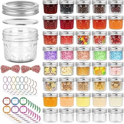 40 Pack 4 oz Mason Jars with Regular Lids and Bands, Small Canning Jars, Mini Glass Jars for Jelly Jam Honey DIY Projects