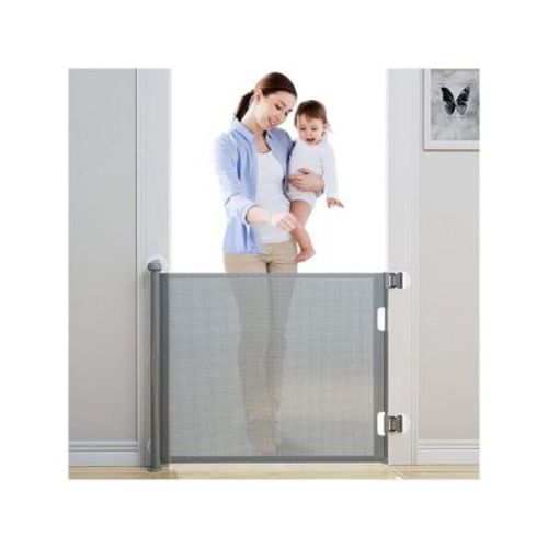 BabyBond Retractable Baby Gate for Stair and Doorway, 33" Tall, Extends up to 71" Wide,Hardware Mounting Kit, White