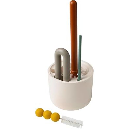 Boon Mod Baby Bottle Brushes - Includes Bottle Cleaner Brush, Straw Cleaner Brush, Nipple Brush and Detail Brush for Baby Bottles - Baby Bottle and Straw Brush Cleaning Set - Deco - 4 Count