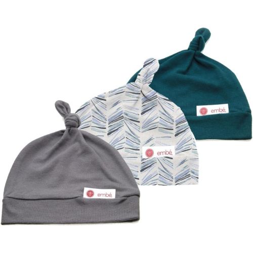 Embe Newborn Top Knot Hat, One-size, 3-pack, (spruce/ Angle/ Slate)