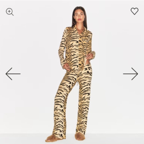SKIMS SLEEP LONG SLEEVE BUTTON UP SET | BRONZE TIGER PRINT