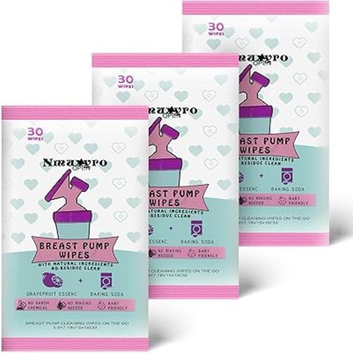 Breast Pump Wipes Quick Clean, Natural Pump Cleaning Wipes On The Go, Resealable Manual Pacifier Wipes Breastfeeding Supplies, 30 Count (Pack of 3)