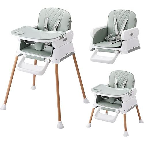 JOYMOR 5 in 1 High Chair for Babies and Toddlers, Convertible Baby Highchair, Booster & Toddler Chair, Lightweight, Foldable and Portable for Travel