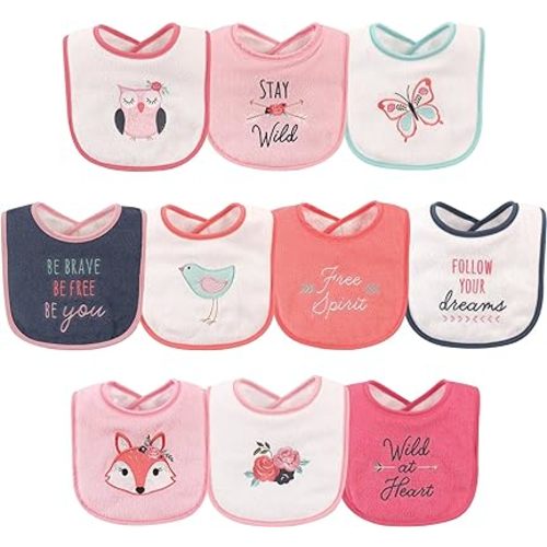 Amazon.com: Hudson Baby Unisex Baby Cotton Terry Drooler Bibs with Fiber Filling, Girl Fox, One Size : Clothing, Shoes & Jewelry