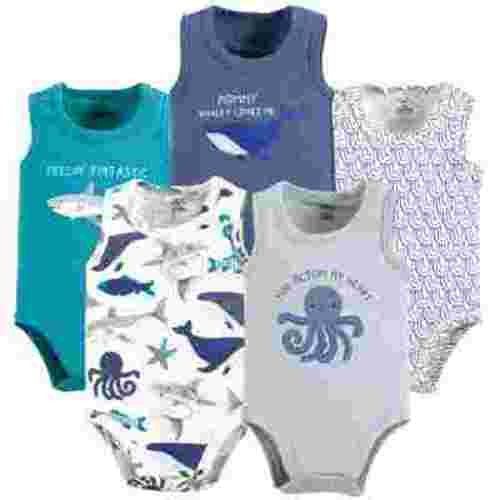 Touched by Nature Unisex Baby Organic Cotton Bodysuits, Mystic Sea, 0-3 Months