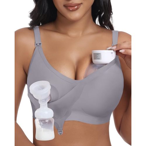Wireless Seamless Pumping Bra Hands Free Nursing Bra Wirefree Comfort Wearable Breast Pump Brass