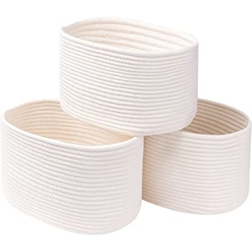 CubesLand Cube Shelf Closet Storage Bins Set 3,Woven Basket for Toy Organizing/Storage,Long-lasting &Skin-friendly, Stylish Room Decor,Off White Cotton Rope Basket