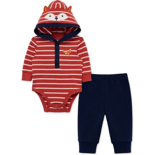 Fox Stripe Hooded Bodysuit & Joggers Set