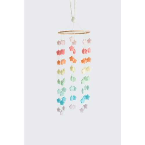 Pastel Rainbow Star Mobile: Handmade Wool Felt Nursery and Baby Shower Decor