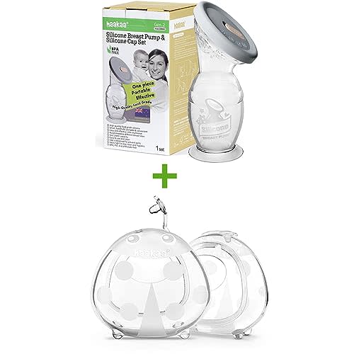 haakaa Manual Breast Pump 4oz with Lid & Ladybug Milk Collectors Combo