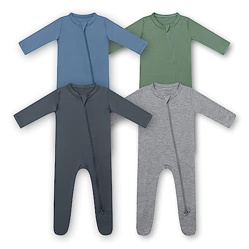 HAPIU Rayon from Bamboo Baby Footed Pajamas, 2 Way Zipper YKK, Footie for Baby Boy Girls, Newborn-24 Months