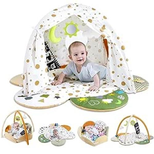 Amazon.com : 5-in-1 Baby Play Gym Mat, Tummy Time Activity Mat with 7 Toys for Stage-Based Sensory and Motor Skill Development, Washable Play Mats for Infant, Baby Toys Gift for Toddler Infant 0-3-6-9-12 Months : Baby
