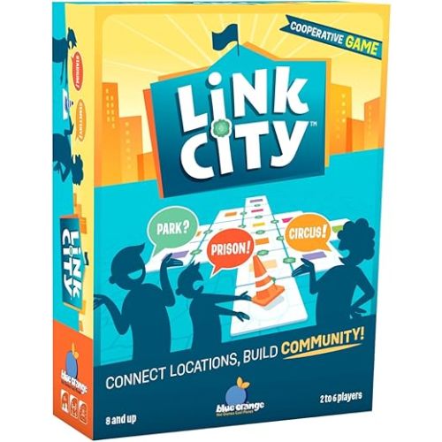 Strategy Board Game, Kids Teens Adults Family Game Nights, Cooperative Tabletop Tile Laying City Building Game, 2-6 Players, Ages 8+, Link City by Blue Orange Games