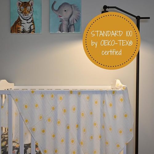 LollyBanks Baby Blanket for Boys and Girls, 100% Cotton Muslin Swaddle Blankets for Newborns, 47 x 47 Inches Soft and Breathable Receiving Blanket, Baby Essentials, Registry (Sunshine Print)