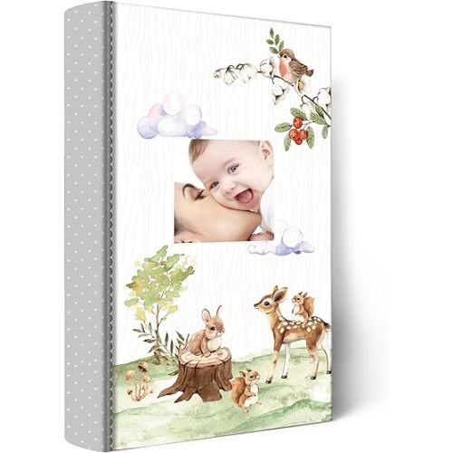 Holoary Baby Photo Album 4” x 6” 300 Photos, Newborn Baby Keepsake Gifts for Baby Boy/Girl and New Parents, Woodland Animals Design Baby Photo Albums