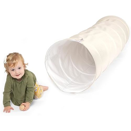 Play Platoon Baby Tunnel Toys for Toddlers 1-3 - 6 Ft Premium Vegan Leather Kids Tunnels for Babies - Wipeable, Water Resistant, Soft Durable Easy Fold and Storage with Carry Bag