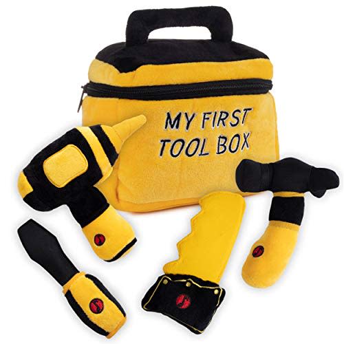 Talking Plush Set for Toddlers | Includes Cuddly Hammer, Handsaw, Screwdriver, Hand Drill, & Zippered Tool Box with Cool Sounds | Soft Plush Toys Made from Durable & Hypoallergenic Fabric