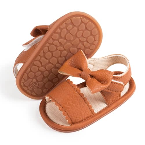 Babelvit Infant Baby Girl Boy Sandals Comfort Premium Summer Outdoor Casual Beach Shoes with Flower Bowknot Anti Slip Rubber Sole Newborn Toddler Prewalker First Walking Shoes