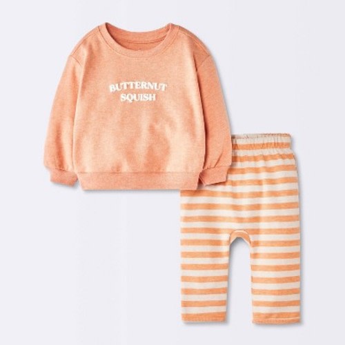 Baby Butternut Squish Sweatshirt and Jogger Pants Set - Cloud Island™ Melon Orange Newborn