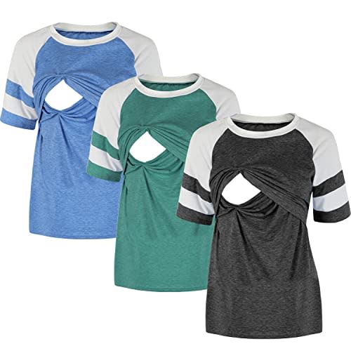 LAVIQK Women's Maternity Nursing Top Breastfeeding Tank Tee Shirt Raglan Double Layer Pregnancy Clothes