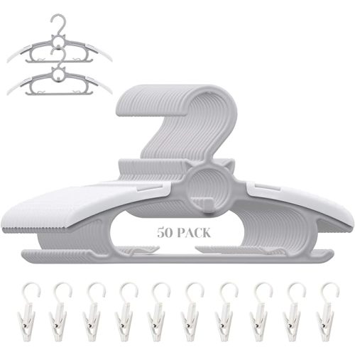 Baby Nursery Closet Hangers, Non-Slip and Extendable Laundry Infant Pant Hanger for Newborn Clothes 50pcs Grey Hangers11-14'' Adjustable Children Coat Hanger for Girl Boy Toddler Kids Child