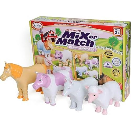 POPULAR PLAYTHINGS Magnetic Mix or Match Farm Animals, Pastel