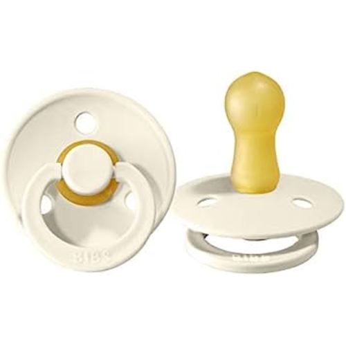 BIBS Pacifiers | Natural Rubber Baby Pacifier | Set of 2 BPA-Free Soothers | Made in Denmark | Ivory | Size 18-36 Months