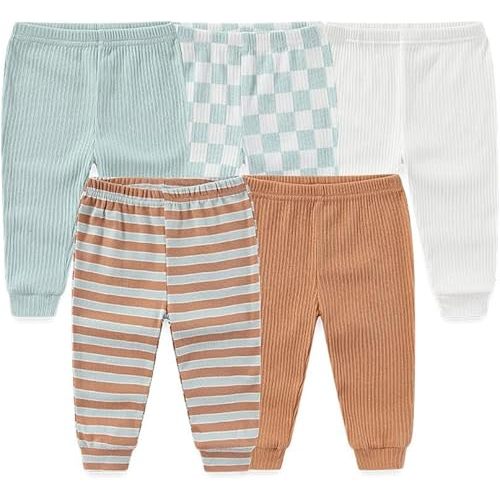 Unisex Baby 5-Pack Long Pants Boys Girls Toddler Cotton Shorts Gift Set