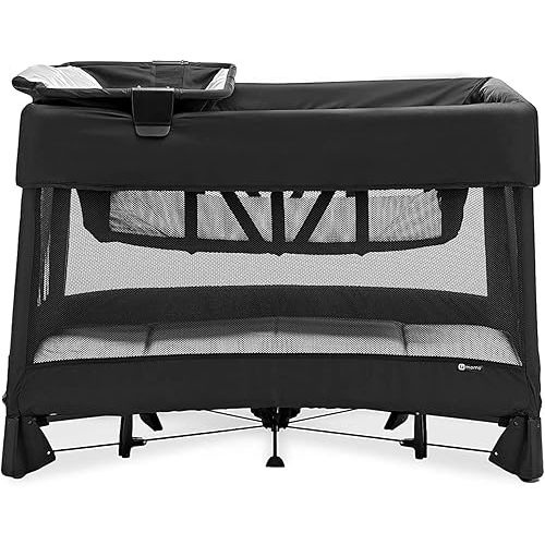 4moms Breeze Plus Portable Playard with Removable Bassinet and Baby Changing Station, Easy One-Handed Setup, from The Makers of The mamaRoo