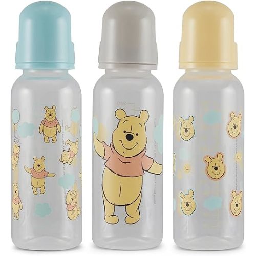 Baby Bottles 9 oz for Boys and Girls| Set of 3 Disney "Winnie The Pooh Pose" Infant Bottles for Newborns and All Babies | BPA-Free Plastic Baby Bottle for Baby Shower