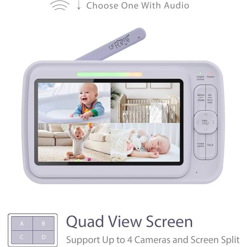 5" HD Baby Monitor with Camera and Audio, Model: LeMove 50, No WiFi, A.N.R. Auto Noise Reduce, Pan Tilt Zoom, Long Range, 20 Days Battery Life in ECO Mode, Lullaby, 2-Way Audio, Ideal Gift